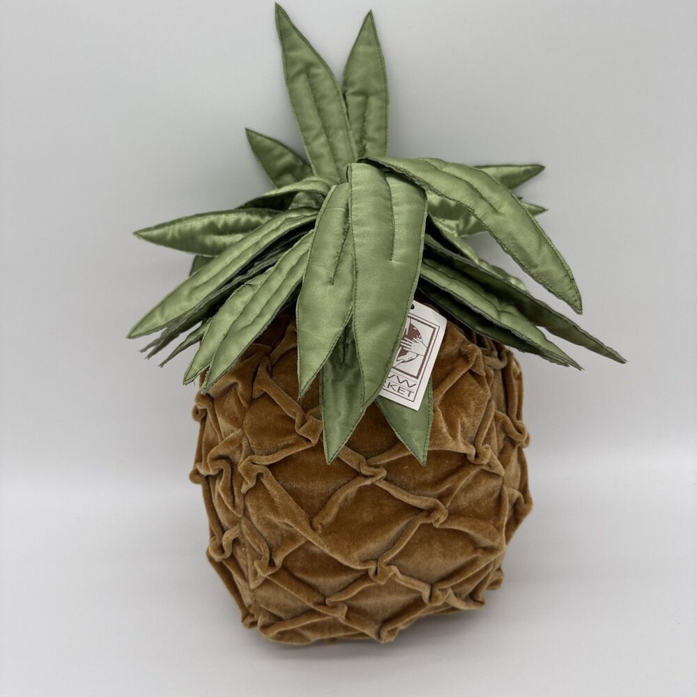 MWW Market Pineapple Plush Throw Pillow Fruit Tropical Velvet Velour
